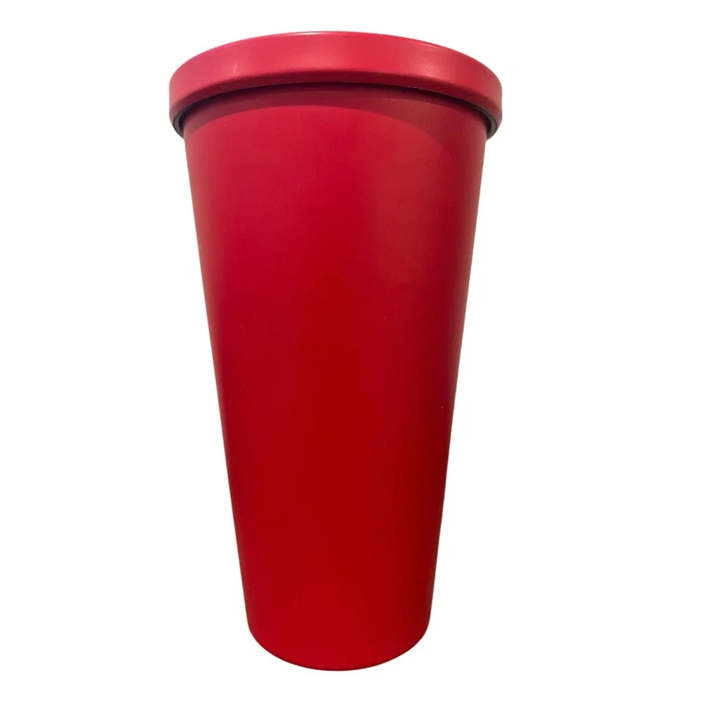 Starbucks 2014 Matte Red Stainless Steel Cold Cup Tumbler 16oz with Lid Holiday - Picture 2 of 6